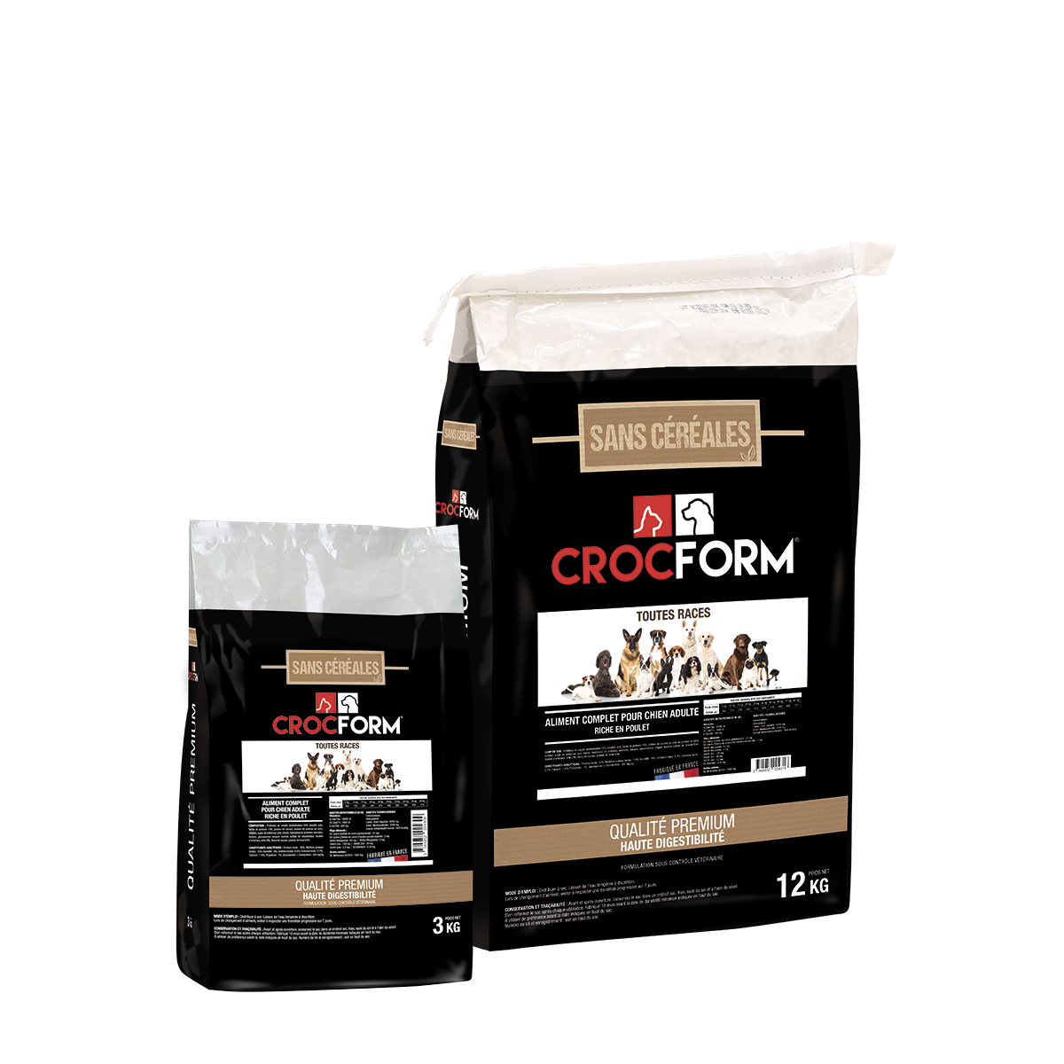ALIMENT CROQUETTES CHIEN CROCFORM PREMIUM SANS CÉRÉALES
